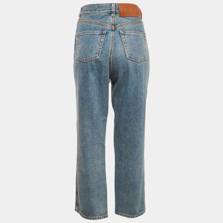 Pre Owned Loewe Light Blue Denim Anagram Detail Straight Leg Jeans M Waist 28"