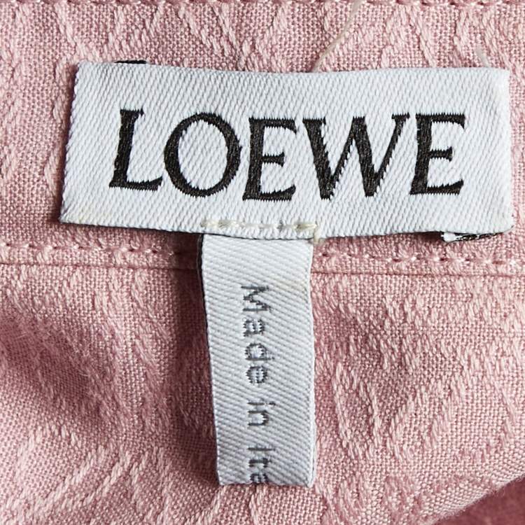 Pre Owned Loewe Pink Monogram Cotton Button Front Hooded Shirt XXL