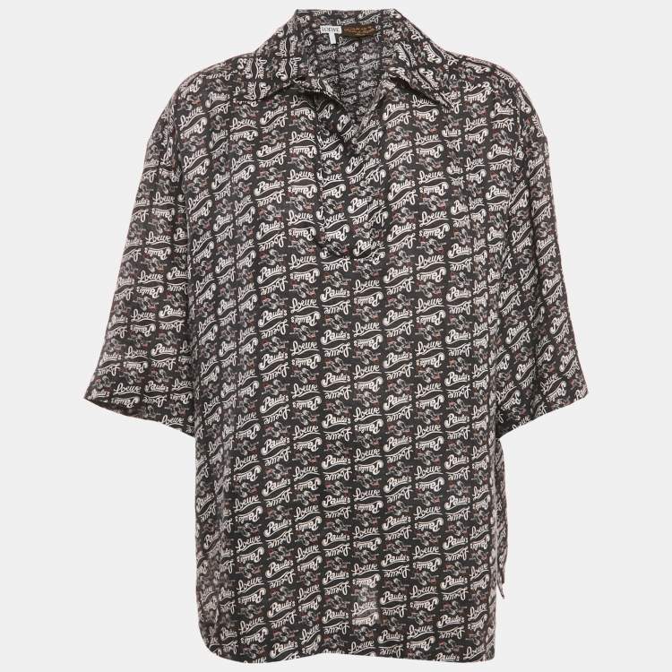 Pre Owned Loewe x Paula & Mopitz Ibiza Navy Blue Printed Linen Collared Tunic XS