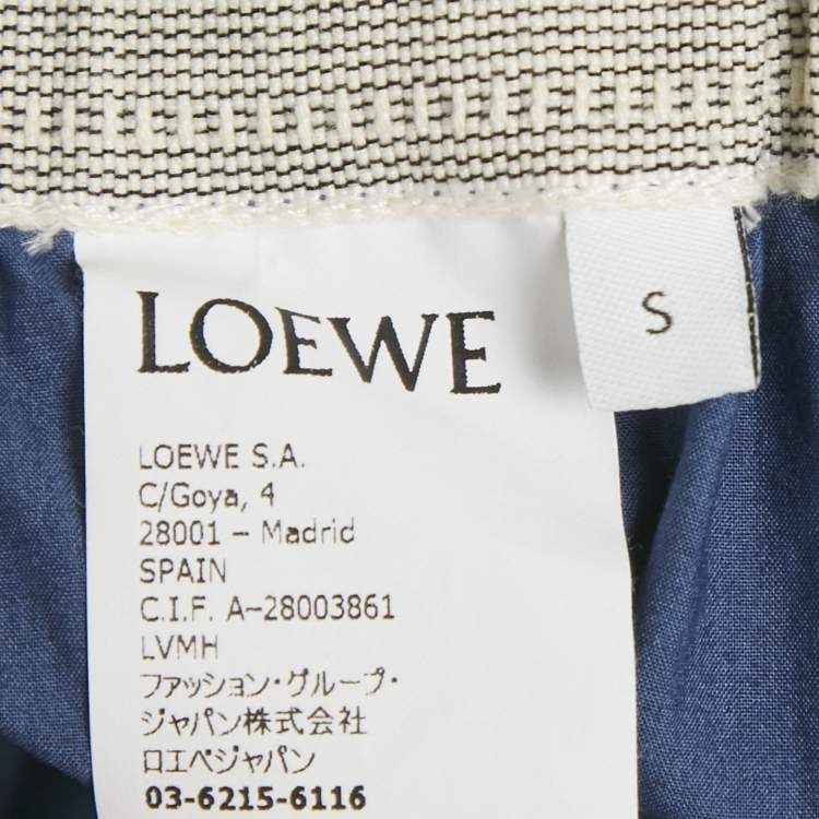 Pre Owned Loewe Blue Cotton Raw Edge Detail Wide Leg Trousers S