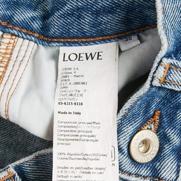 Pre Owned Loewe Blue Denim Anagram Detail Cropped Jeans S Waist 27"