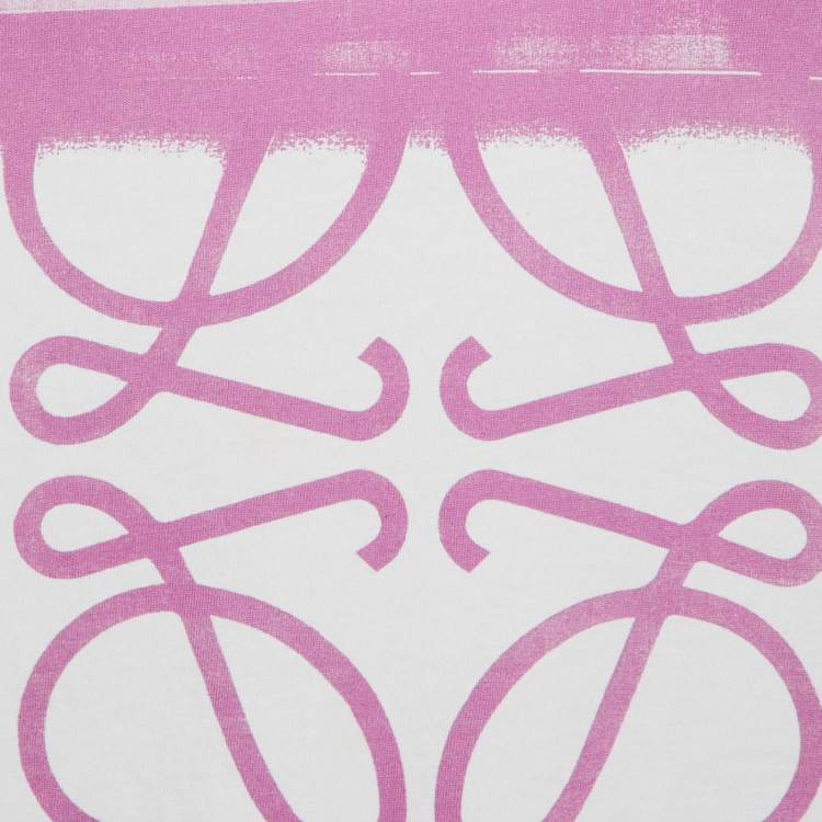 Pre Owned Loewe White Anagram Digital Print Cotton Crew Neck T-Shirt M