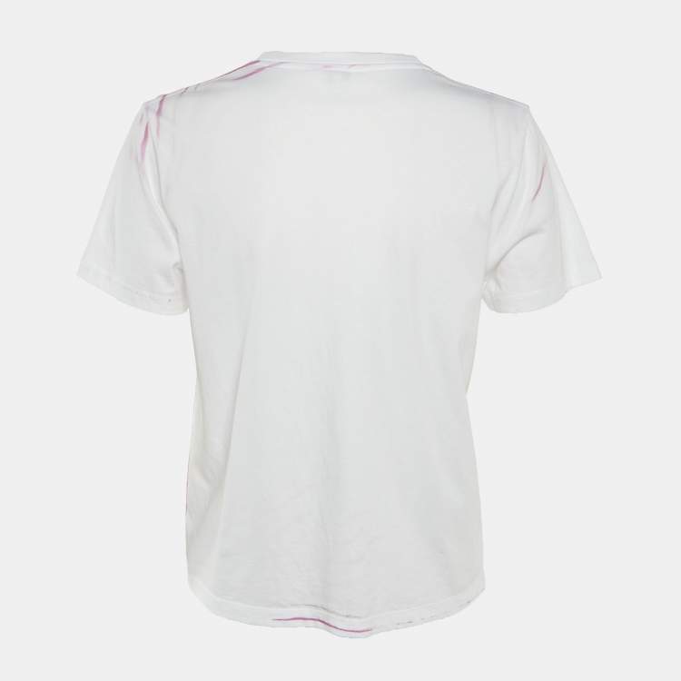 Pre Owned Loewe White Anagram Digital Print Cotton Crew Neck T-Shirt M