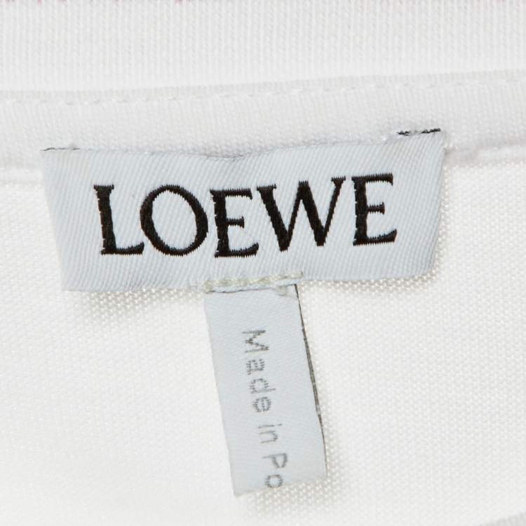 Pre Owned Loewe White Anagram Digital Print Cotton Crew Neck T-Shirt M