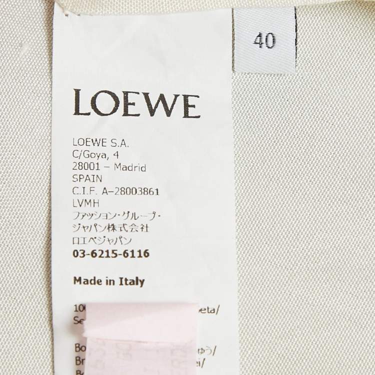 Pre Owned Loewe Cream Logo Embroidered Silk Anagram Shirt L