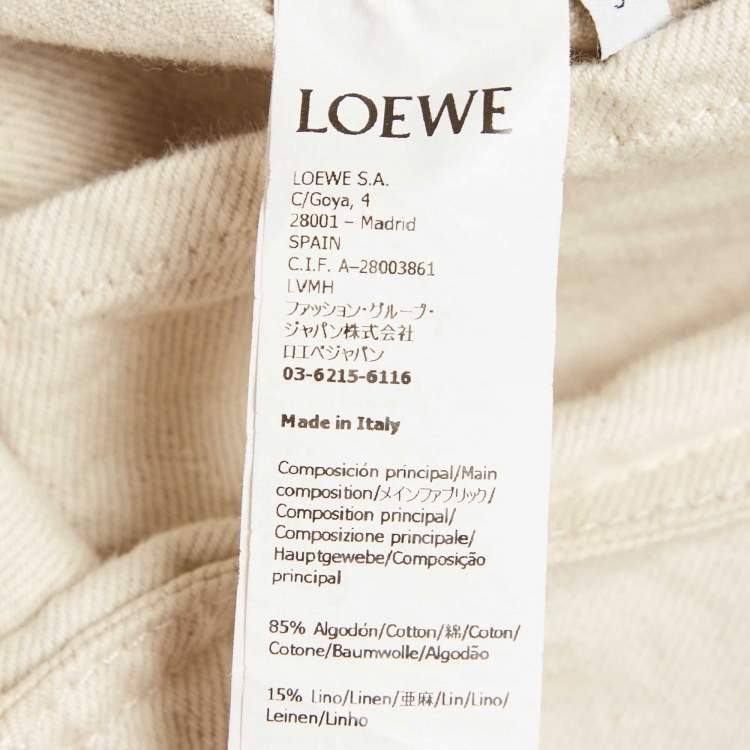 Pre Owned Loewe Cream Denim Leather Trim Workwear Jacket XS