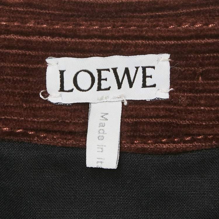 Pre Owned Loewe Maroon Embroidered Corduroy Oversized Shirt XXL