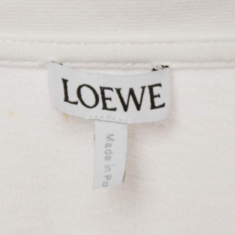 Pre Owned Loewe White Anagram Embroidered Cotton High Low T-Shirt M