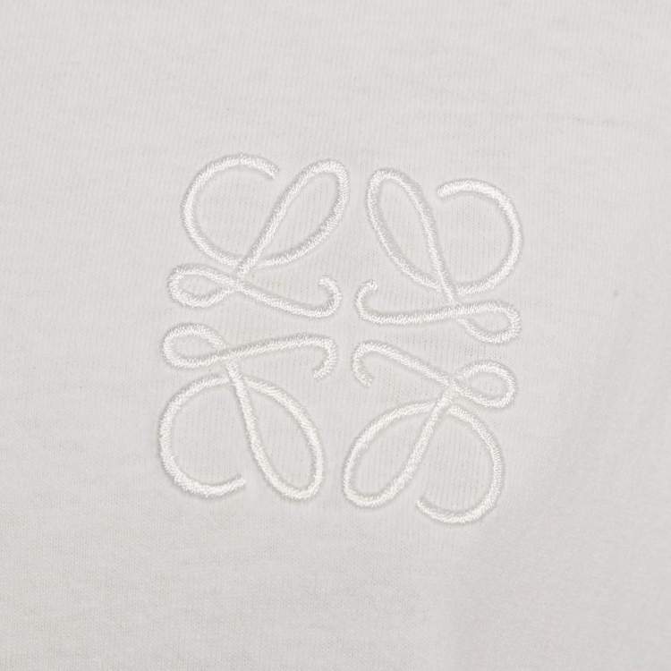 Pre Owned Loewe White Anagram Embroidered Cotton High Low T-Shirt M