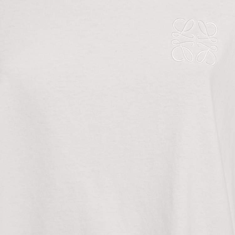 Pre Owned Loewe White Anagram Embroidered Cotton High Low T-Shirt M