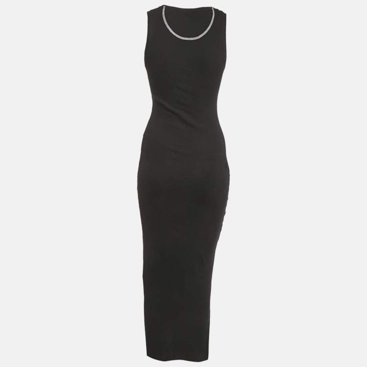 Pre Owned Loewe Black Anagram Rib Knit Tank Maxi Dress M 