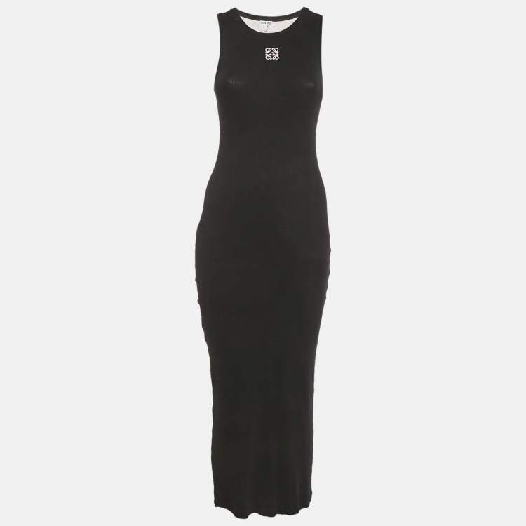 Pre Owned Loewe Black Anagram Rib Knit Tank Maxi Dress M 