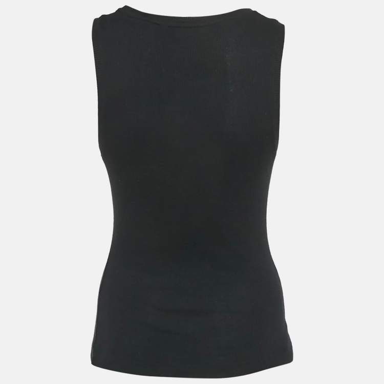 Pre Owned Loewe Black Anagram Embroidery Rib Knit Tank Top M
