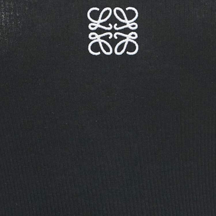 Pre Owned Loewe Black Anagram Embroidery Rib Knit Tank Top M