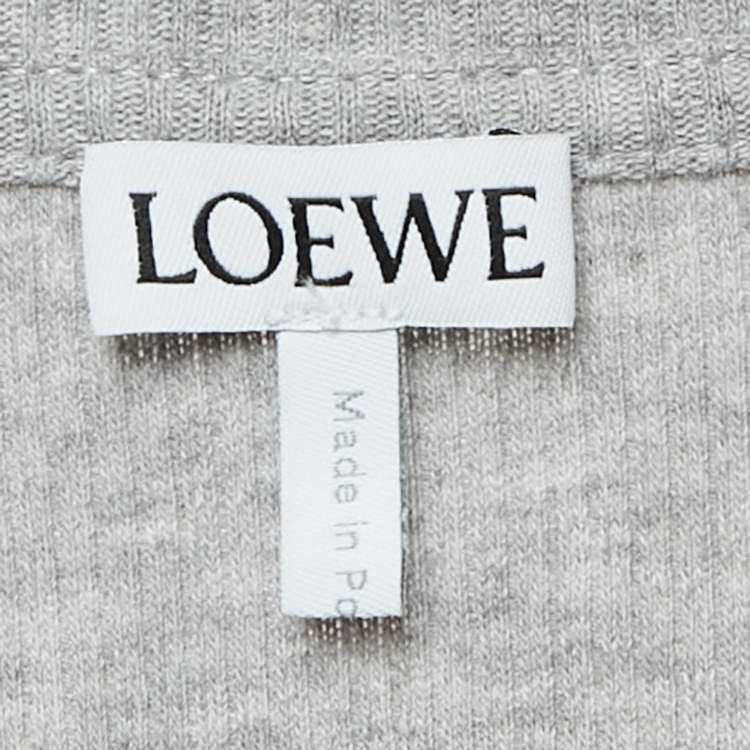 Pre Owned Loewe Grey Anagram Embroidery Rib Knit Tank Top M