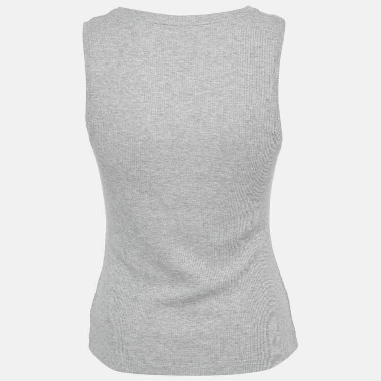 Pre Owned Loewe Grey Anagram Embroidery Rib Knit Tank Top M