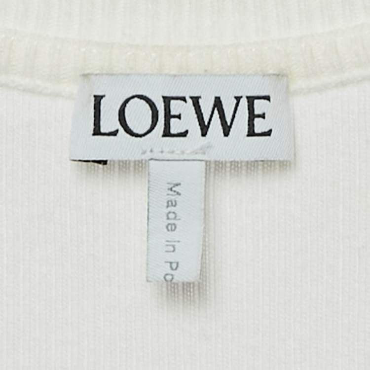 Pre Owned Loewe Off-White Anagram Embroidery Rib Knit Tank Top S
