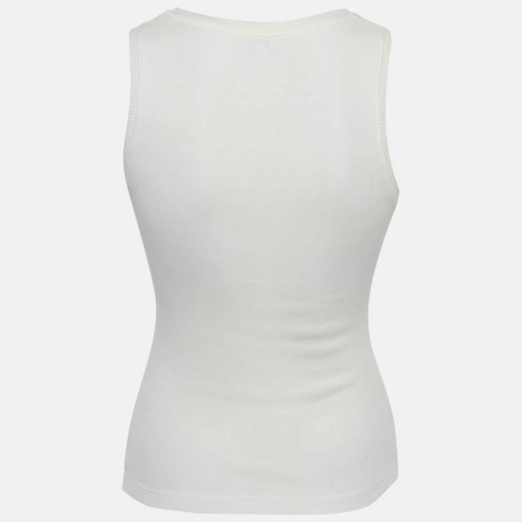 Pre Owned Loewe Off-White Anagram Embroidery Rib Knit Tank Top S