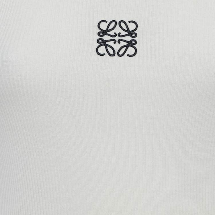 Pre Owned Loewe Off-White Anagram Embroidery Rib Knit Tank Top S