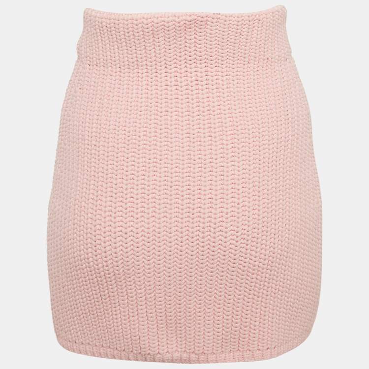Pre Owned Loewe Pink Crochet Mini Skirt S 