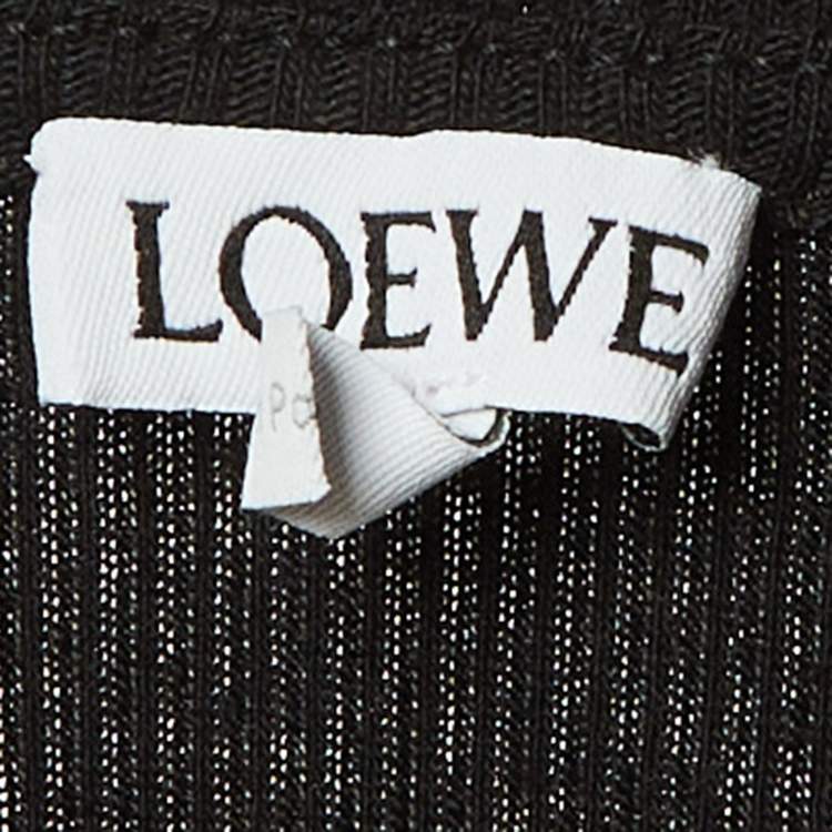 Pre Owned Loewe Black Anagram Embroidered Cotton Tank Top M