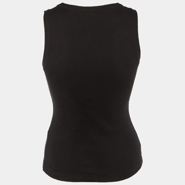 Pre Owned Loewe Black Anagram Embroidered Cotton Tank Top M