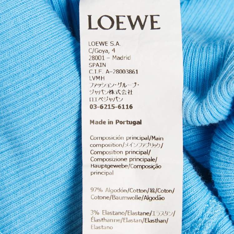 Pre Owned Loewe Blue Angaram Embroidered Rib Knit Tank Top M