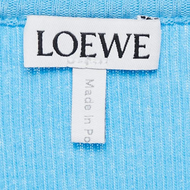 Pre Owned Loewe Blue Angaram Embroidered Rib Knit Tank Top M