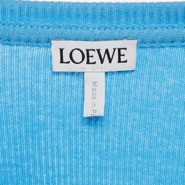 Pre Owned Loewe Blue Anagram Embroidered Cotton Tank Top M
