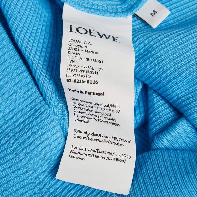 Pre Owned Loewe Blue Anagram Embroidered Cotton Tank Top M