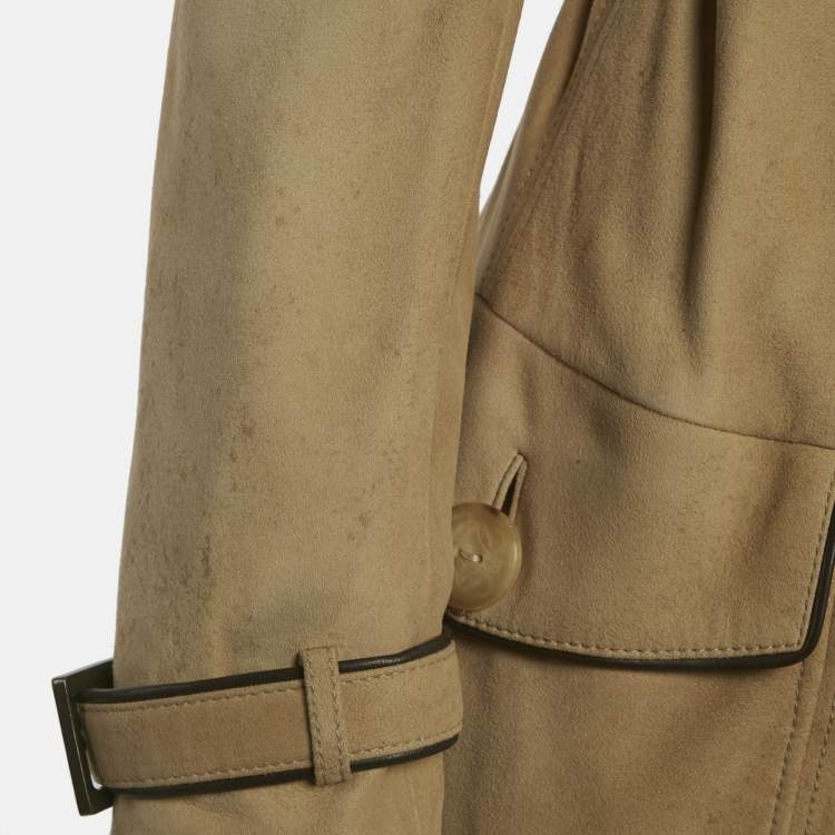 Pre Owned Loewe Beige Suede Double Breasted Coat S