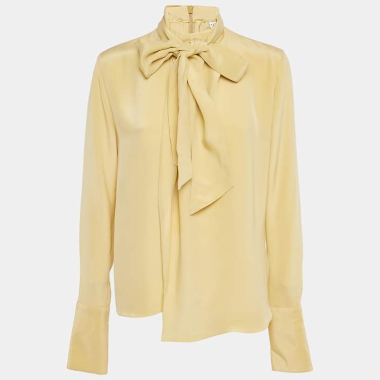 Pre Owned Loewe Yellow Front detailed Blouse Silk Blouse S