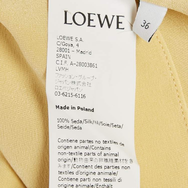 Pre Owned Loewe Yellow Front detailed Blouse Silk Blouse S