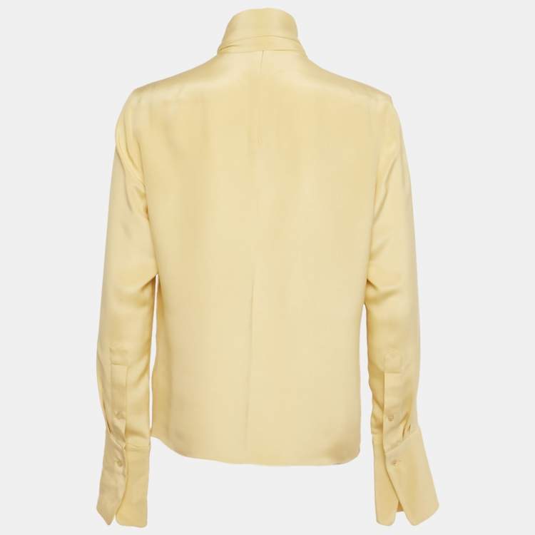 Pre Owned Loewe Yellow Front detailed Blouse Silk Blouse S