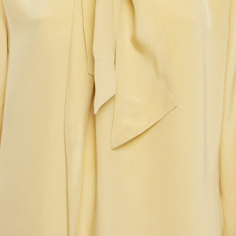 Pre Owned Loewe Yellow Front detailed Blouse Silk Blouse S