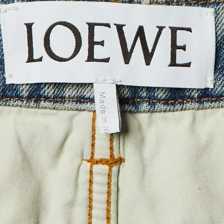 Pre Owned Loewe Blue Washed Crossover Waist Denim Jeans M Waist 28" 