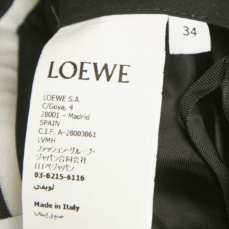 Pre Owned Loewe Black Crepe Logo Draped Trousers XS