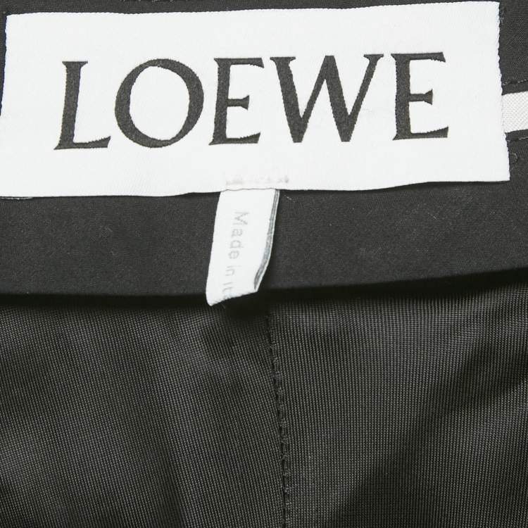 Pre Owned Loewe Black Crepe Logo Draped Trousers XS