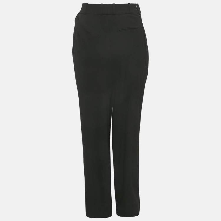 Pre Owned Loewe Black Crepe Logo Draped Trousers XS