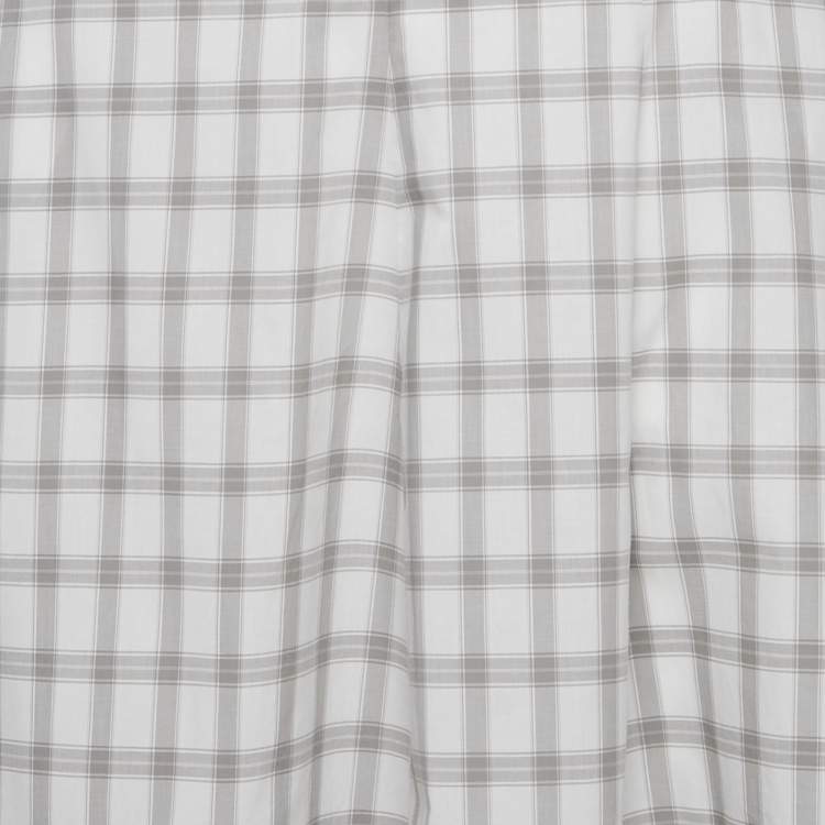 Pre Owned Loewe White /Grey Checkered Print Cotton Tiered Midi Skirt S