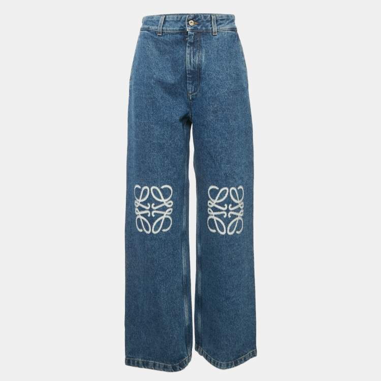 Pre Owned Loewe Blue Denim Anagram Detail Jeans S/Waist 29"