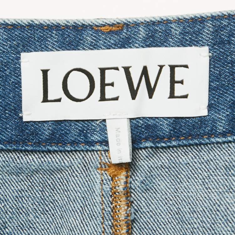 Pre Owned Loewe Blue Denim Anagram Detail Jeans S/Waist 29"