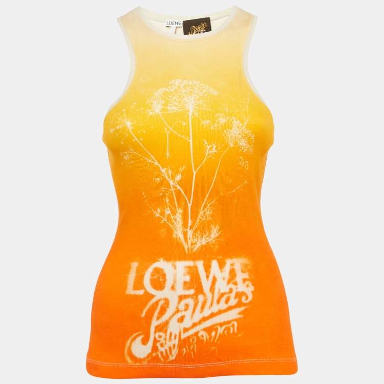 Pre Owned Loewe Orange Ombre Printed Rib Knit Tank Top S