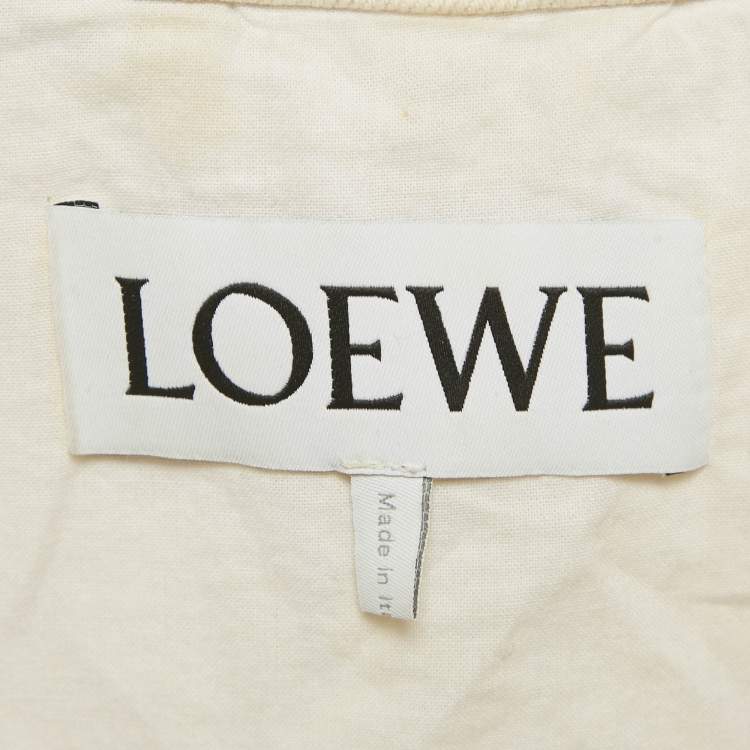 Pre Owned Loewe Cream Denim Leather Trim Workwear Jacket XS
