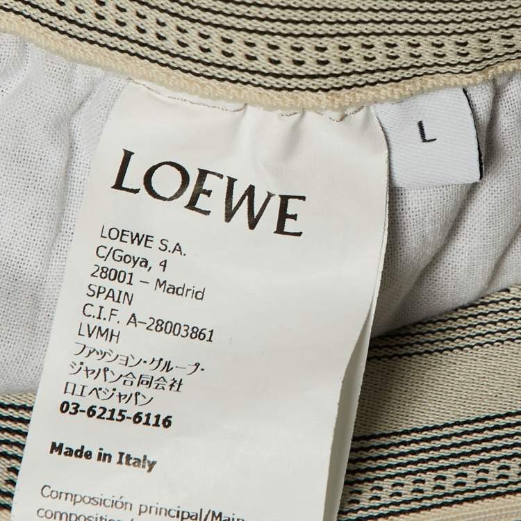 Pre Owned Loewe Beige Wool Logo Brand Wide Leg Trousers L