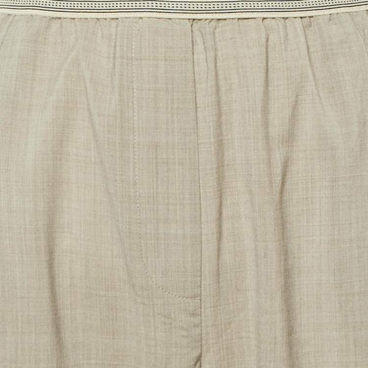 Pre Owned Loewe Beige Wool Logo Brand Wide Leg Trousers L