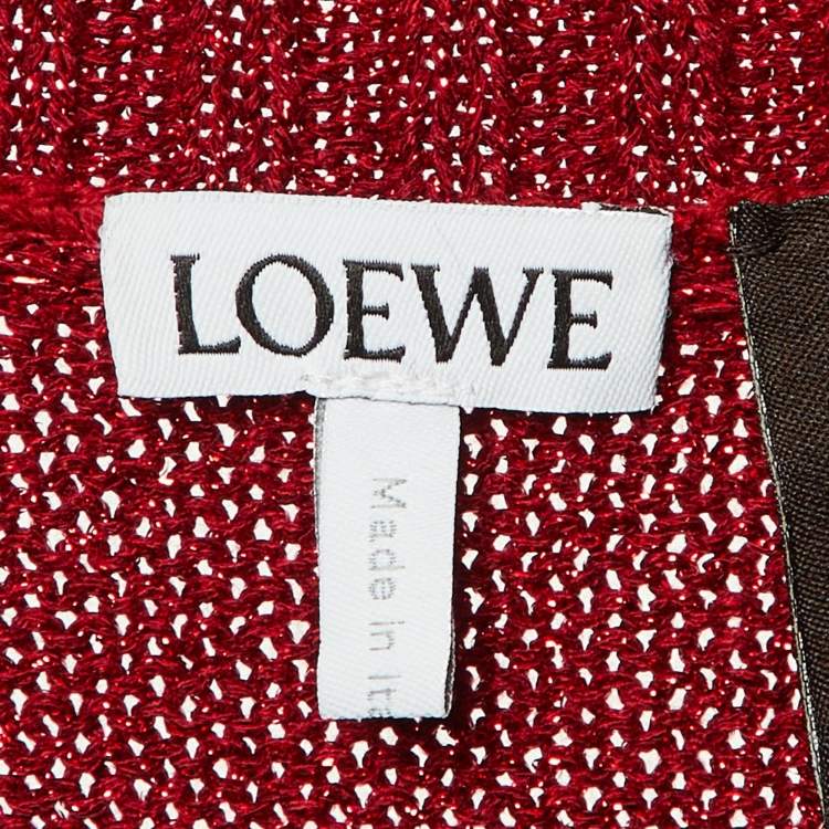 Pre Owned Loewe X Paula's Ibiza Red Argyle Lurex Knit Anagram Sweater Vest S