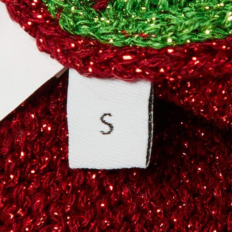 Pre Owned Loewe X Paula's Ibiza Red Argyle Lurex Knit Anagram Sweater Vest S