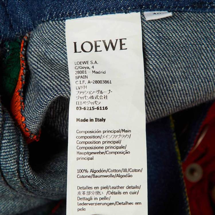 Pre Owned Loewe Multicolor Patchwork Denim Wide Leg Jeans M/Waist 30"