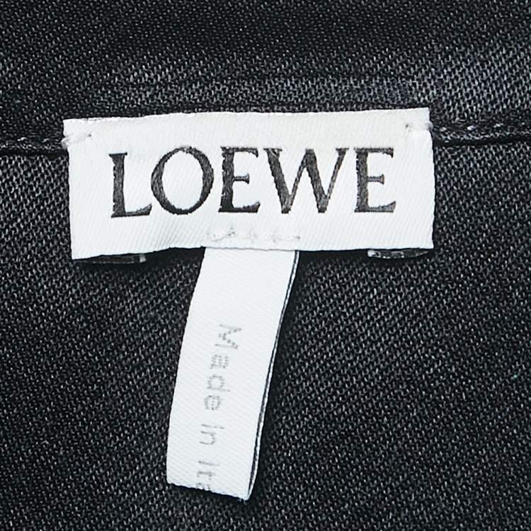 Pre Owned Loewe Black Satin Anagram Embroidered Set M/L 